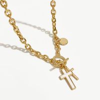1 Piece Fashion Cross Alloy Plating Inlay Shell Women's Pendant Necklace main image 3