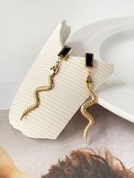 Fashion Snake Stainless Steel Plating Inlay Zircon Drop Earrings 1 Pair sku image 3