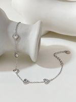 Sweet Heart Shape Stainless Steel Plating Chain Inlay Zircon Bracelets 1 Piece sku image 4