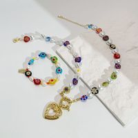 1 Piece Fashion Heart Shape Imitation Pearl Glass Copper Beaded Women's Pendant Necklace main image 4