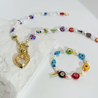 1 Piece Fashion Heart Shape Imitation Pearl Glass Copper Beaded Women's Pendant Necklace main image 5