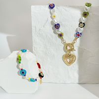 1 Piece Fashion Heart Shape Imitation Pearl Glass Copper Beaded Women's Pendant Necklace main image 1