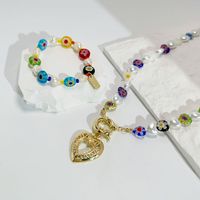 1 Piece Fashion Heart Shape Imitation Pearl Glass Copper Beaded Women's Pendant Necklace main image 2
