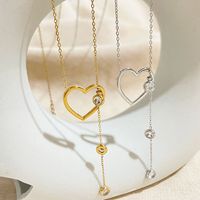 Elegant Heart Shape Stainless Steel Plating Inlay Zircon Pendant Necklace 1 Piece main image 1