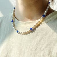 Mode Auge Kupfer Perlen Perle Überzug Halskette 1 Stück main image 1