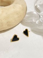 Fashion Heart Shape Stainless Steel Plating Inlay Shell Earrings Necklace main image 5