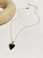 Fashion Heart Shape Stainless Steel Plating Inlay Shell Earrings Necklace sku image 4