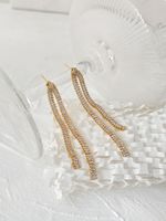 Fashion Tassel Copper Plating Inlay Zircon Drop Earrings 1 Pair sku image 3