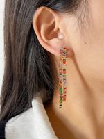 Fashion Tassel Copper Plating Inlay Zircon Drop Earrings 1 Pair main image 2