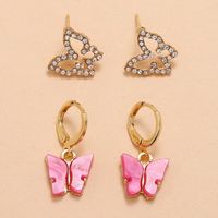 2 Pairs Fashion Butterfly Alloy Plating Rhinestones Women's Earrings sku image 1