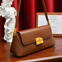 Women's Small Autumn Pu Leather Solid Color Vintage Style Square Zipper Underarm Bag sku image 2