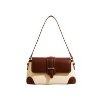 Women's Medium Summer Pu Leather Color Block Fashion Square Zipper Shoulder Bag main image 4