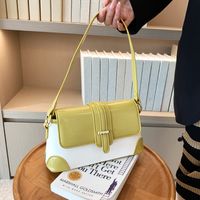 Women's Medium Summer Pu Leather Color Block Fashion Square Zipper Shoulder Bag sku image 1