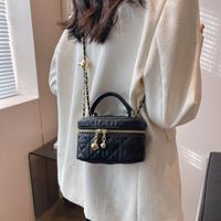 Women's Small Pu Leather Lingge Fashion Bucket Zipper Crossbody Bag sku image 4