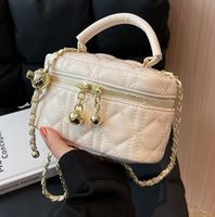 Women's Small Pu Leather Lingge Fashion Bucket Zipper Crossbody Bag main image 2