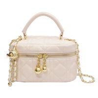 Women's Small Pu Leather Lingge Fashion Bucket Zipper Crossbody Bag main image 4
