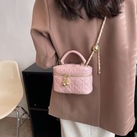 Women's Small Pu Leather Lingge Fashion Bucket Zipper Crossbody Bag sku image 5