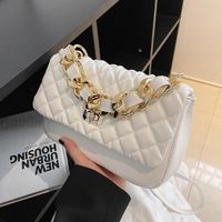 Women's Small Pu Leather Lingge Fashion Square Lock Clasp Crossbody Bag main image 3