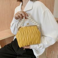 Women's Small Pu Leather Solid Color Fashion Beading Pearls Square Buckle Crossbody Bag main image 5