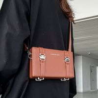 Unisex All Seasons Pu Leather Solid Color Classic Style Square Lock Clasp Square Bag main image 1