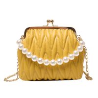 Women's Small Pu Leather Solid Color Fashion Beading Pearls Square Buckle Crossbody Bag main image 2