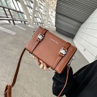 Unisex All Seasons Pu Leather Solid Color Classic Style Square Lock Clasp Square Bag main image 2