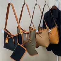 Women's Large Autumn Pu Leather Solid Color Vintage Style Square String Bag Sets main image 1