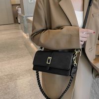 Women's Small Autumn Pu Leather Solid Color Vintage Style Square Magnetic Buckle Underarm Bag sku image 1
