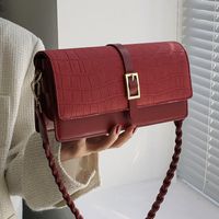 Women's Small Autumn Pu Leather Solid Color Vintage Style Square Magnetic Buckle Underarm Bag main image 4