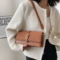 Women's Small Autumn Pu Leather Solid Color Vintage Style Square Magnetic Buckle Underarm Bag sku image 4