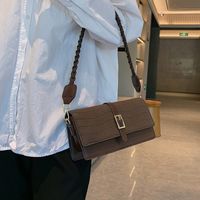 Women's Small Autumn Pu Leather Solid Color Vintage Style Square Magnetic Buckle Underarm Bag sku image 2