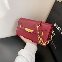 Women's Small Pu Leather Solid Color Fashion Square Magnetic Buckle Crossbody Bag main image 5