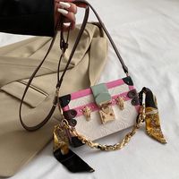 Women's Small Pu Leather Color Block Fashion Square Lock Clasp Crossbody Bag main image 1