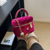 Mujeres Pequeña Otoño Invierno Terciopelo Color Sólido Moda Cuadrado Cremallera Bolso sku image 2