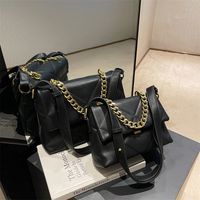 Women's Medium All Seasons Pu Leather Solid Color Streetwear Square Lock Clasp Handbag main image 4