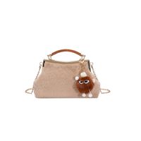 Femmes Petit Automne Hiver Peluche Couleur Unie Mode Ornement Carré Bloquer Pochette main image 4