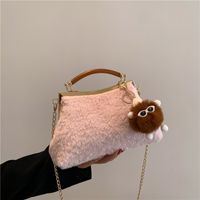 Women's Small Autumn&winter Plush Solid Color Fashion Ornament Square Lock Clasp Clutch Bag main image 3