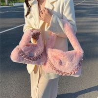 Women's Medium Winter Plush Solid Color Cute Square Zipper Handbag main image 4