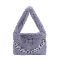 Women's Medium Winter Plush Solid Color Cute Square Zipper Handbag sku image 9