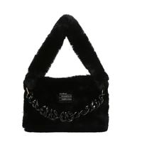 Women's Medium Winter Plush Solid Color Cute Square Zipper Handbag sku image 6