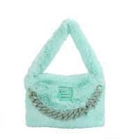 Women's Medium Winter Plush Solid Color Cute Square Zipper Handbag sku image 10