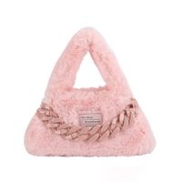 Women's Medium Winter Plush Solid Color Cute Square Zipper Handbag sku image 3