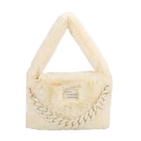 Women's Medium Winter Plush Solid Color Cute Square Zipper Handbag sku image 7