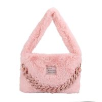 Women's Medium Winter Plush Solid Color Cute Square Zipper Handbag sku image 8