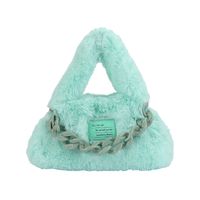 Women's Medium Winter Plush Solid Color Cute Square Zipper Handbag sku image 5