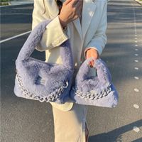 Women's Medium Winter Plush Solid Color Cute Square Zipper Handbag main image 5
