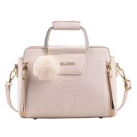 Women's Medium Autumn&winter Pu Leather Solid Color Vintage Style Fluff Ball Square Zipper Handbag main image 5