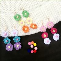 1 Pair Simple Style Flower Yarn Handmade Handmade Women's Drop Earrings main image 4