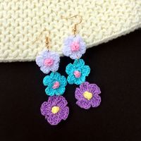 1 Pair Simple Style Flower Yarn Handmade Handmade Women's Drop Earrings sku image 1
