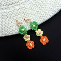 1 Pair Simple Style Flower Yarn Handmade Handmade Women's Drop Earrings sku image 3